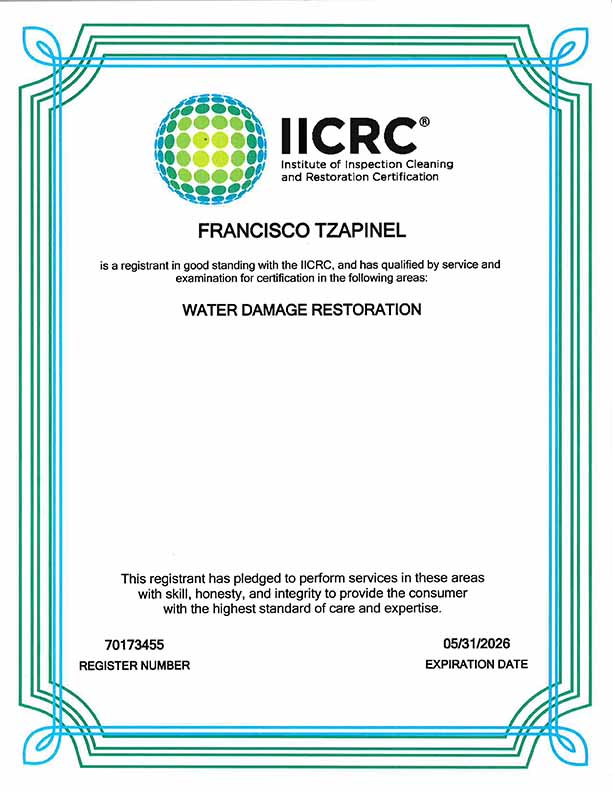 Francisco Tzpinel IICRC License